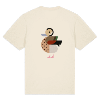 Achterzijde beige T-shirt Eendje met Roodschoudertaling